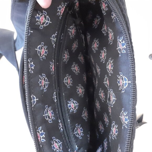 Vera Bradley Black Quilted Shoulder Crossbody Purse Bag Adjustable Strap - Picture 5 of 6